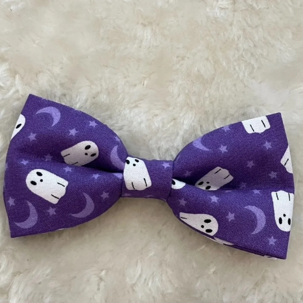Pet Bowtie Ghosts on Purple Background Halloween